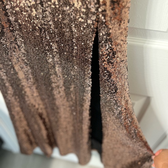 Copper Sequence Evening Gown with side slit. - Picture 5 of 6